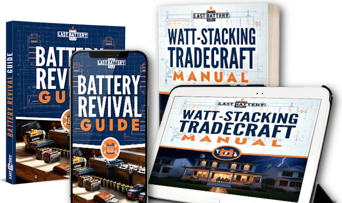Last Battery Complete System: Battery Revival Guide and Watt-Stacking Tradecraft Manual in book, phone and tablet editions